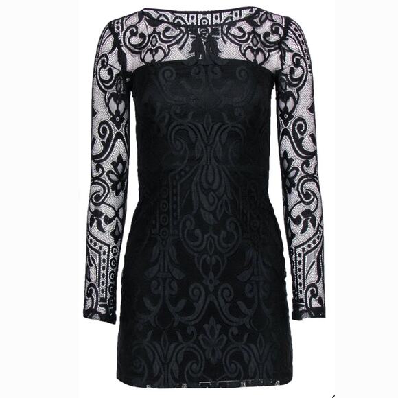 Alexis Black Lace Long Sleeve Sheath Dress - Picture 1 of 9